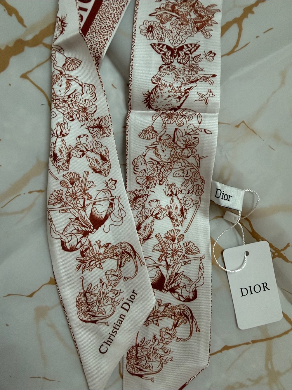 Dior mitzah scarf Brown 100% silk new with tag AMAZING - Picture 4 of 7
